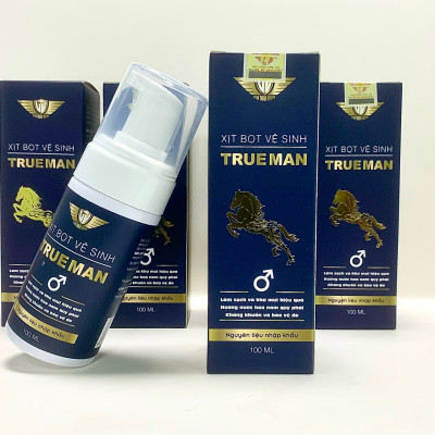 Chai xịt bọt vệ sinh nam giới True Man Kingphar, 100ml, kháng khuẩn, nấm, khử mùi hôi