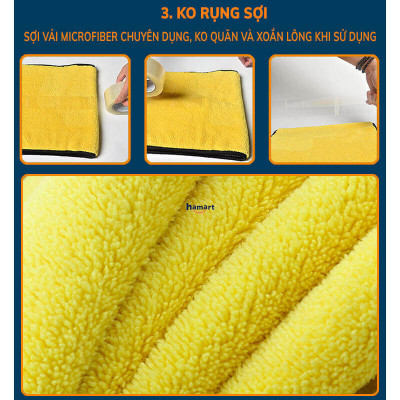Khăn Lau Ô Tô Đa Năng Chuyên Dụng Microfiber 30x40 CM Bông Dày Siêu Thấm Không Bụi Vải