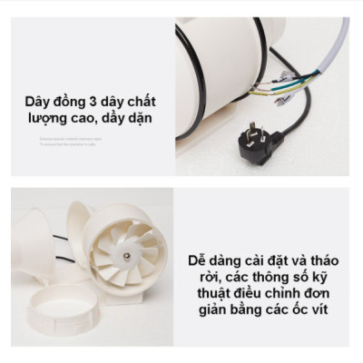 Quạt hút thông gió phi 125 - Quạt hút gió đồng trục cấp khí tươi cho công trình nhà - Hàng chính hãng GDXLFJ siêu chống ồn