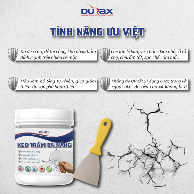 Keo Vá Tường DURA 650 Gram Trám Trét Vết Nứt Khe Hở Tường - Chống Mốc Ẩm Làm Sạch Tường