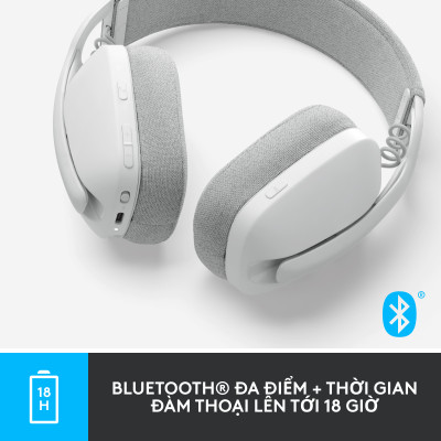 Tai nghe không dây Logitech Zone Vibe 100 nhẹ, với micrô khử tiếng ồn, Tai nghe Bluetooth Đa điểm Tiên tiến, Hoạt động với Teams, Google Meet, Zoom, Mac/PC - Hàng chính hãng