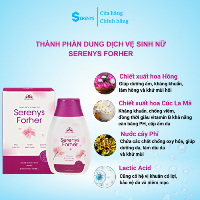 Dung dịch vệ sinh nữ Serenys Foher 200ml giúp khử mùi hôi, giảm viên ngứa, cân bằng độ ẩm, độ Ph