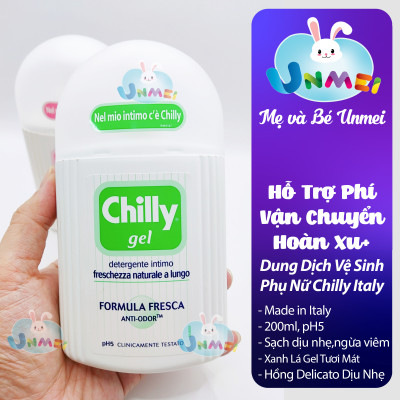 Dung dịch vệ sinh phụ nữ Chilly Gel - Se se lạnh, bùng tươi mát - số 1 tại Italy - (200ml/chai)