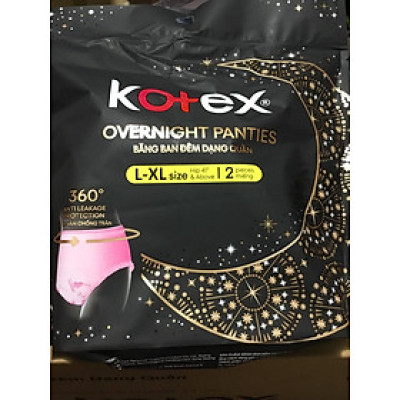 Combo 4 Gói Băng Vệ Sinh Kotex đêm dạng quần vừa vặn chống tràn 360 size L-XL (2 miếng/gói)-HSD luôn mới