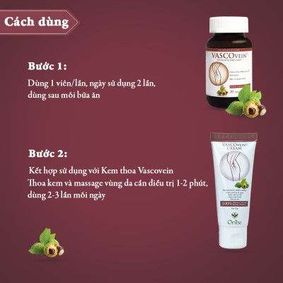 Viên Uống Hỗ Trợ Điều Trị Bệnh Suy Giãn Tĩnh Mạch Vascovein (Hộp 30 viên), Chiết Xuất Từ Hạt Dẻ Ngựa - Nguyên Liệu Nhập Khẩu Châu Âu