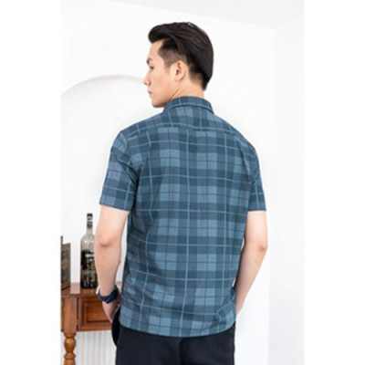Áo Sơ Mi Nam Công Sở Trung Niên Ngắn Tay Anton Màu Xanh Than Thoáng Mát, Thấm Hút Mồ Hôi - NC130