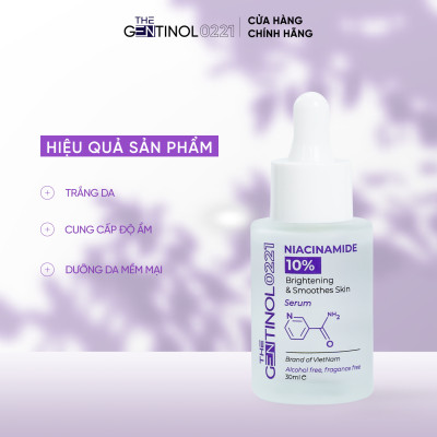 Serum trắng hồng da Niacinamide kiểm soát dầu, mụn, dưỡng trắng, giảm nếp nhăn, trẻ hóa làn da The Gentinol 0221 30ml