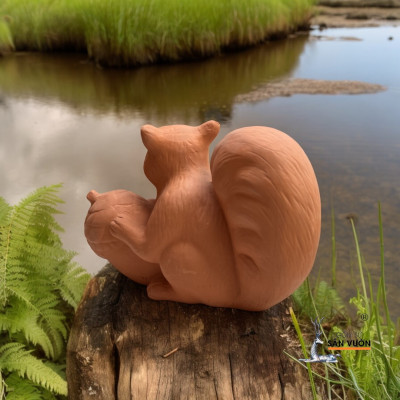 Tượng Sóc Gốm Đất Nung - Decor Sân Vườn