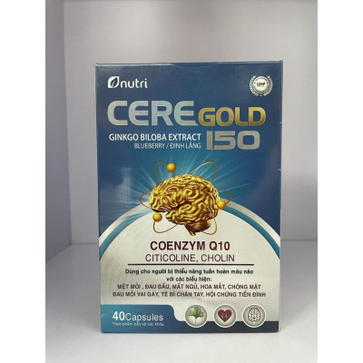 Ceregold 150 Dung cho người bị thiểu năng tuần hoàn máu não - Hộp 40 viên- Đức Long