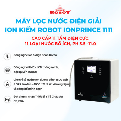 Máy Lọc Nước Điện Giải Ion Kiềm ROBOT IonPrince 1111 Để Bàn/ Treo Tường - Hàng Chính Hãng