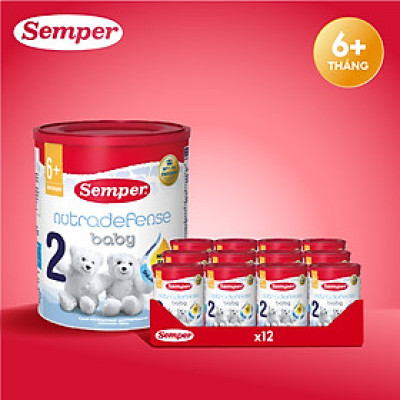 Thùng 12 hộp Sữa bột công thức Semper Nutradefense Baby 2 400g/hộp