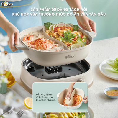 (Hàng chính hãng) Nồi Lẩu Bear 2 Ngăn SB-NL60U Dung Tích 6L. Bảo hành 18 tháng 