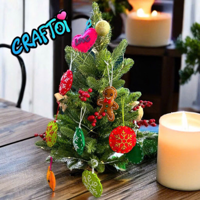 KIM NHỰA Bộ Thủ Công Trẻ Tự Làm Bông 5+ Gingerbread man Christmas ornament Noel Craftoi Felt Sewing toy prepunched holes