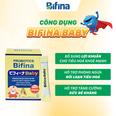 Men vi sinh Bifina Baby Nhật Bản – Hỗ trợ phòng ngừa rối loạn tiêu hoá, táo bón cho bé - Hộp 30 gói