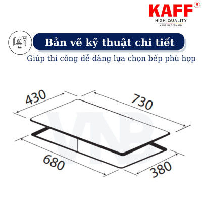 Bếp âm từ hồng ngoại đôi kết hợp nhập khẩu Germany KAFF KF-FL108 Plus - Hàng Chính Hãng