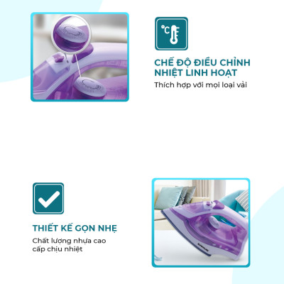 Bàn Ủi Hơi Nước Sunhouse SHD2063P (1600W) – Hàng Chính Hãng KM