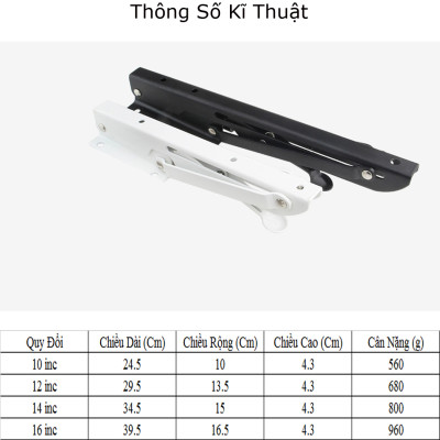 Bộ Giá Đỡ Ke Bàn Gấp Treo Tường KUNBE, Bản Lề Gập Thông Minh Tiết Kiệm Không Gian, Chịu Tải Tốt