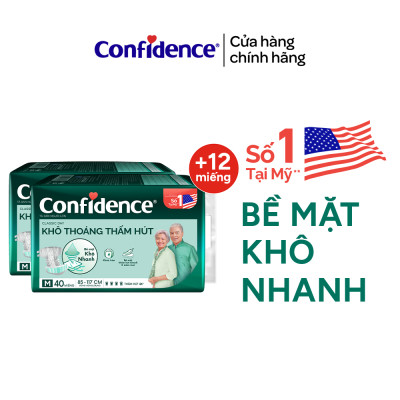 [Tặng thêm tã] Tã dán người lớn Confidence Classic Day Khô Thoáng Thấm Hút M/L 40+6 miếng