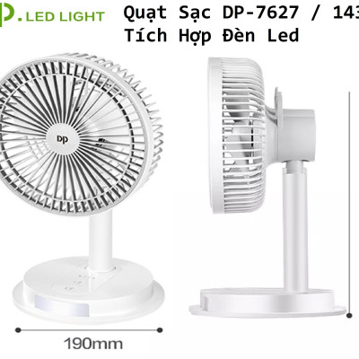 Quạt Sạc DP-7627 / 1434 Tích Hợp Đèn Led VT - Hàng chính hãng