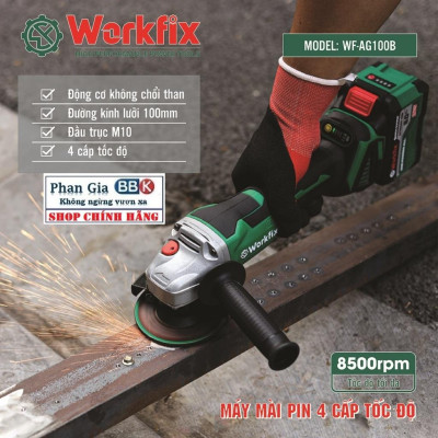 [chính hãƞg] Máy Mài Pin Workfix WF-AG100B Công Tắc Bóp,Chống Khởi Động Lại ,Chân Pin Phổ Thông, Lõi Đồng Bảo Hành 12T
