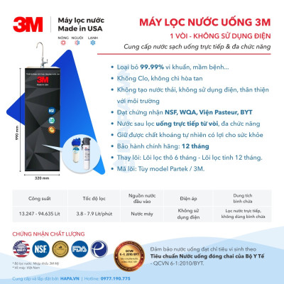 Máy Lọc Nước Nóng Lạnh 3M Full Models Chuẩn Nước Uống Trực Tiếp, Hiệu Suất 100% - Bộ Lọc Nhập Khẩu Mỹ, Hàng Chính Hãng