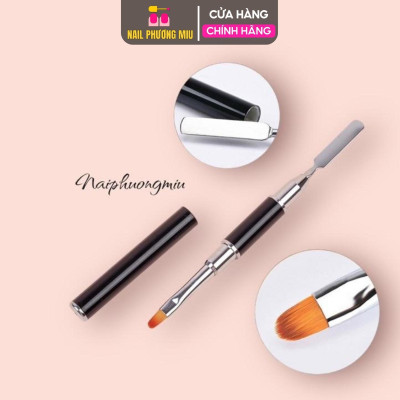 Cọ Đắp Gel 2 Đầu Chuyên Dụng Cho Làm Nail, Dễ Dàng Đắp Gel Và Gel Gôm, Có Nắp Bảo Quản, Kích Thước Đa Dạng Cho Thợ Nail Máy Hơ Gel