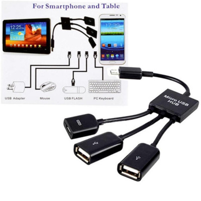 Cáp OTG to USB 2 cổng hỗ trợ sạc nguồn cho Điện thoại