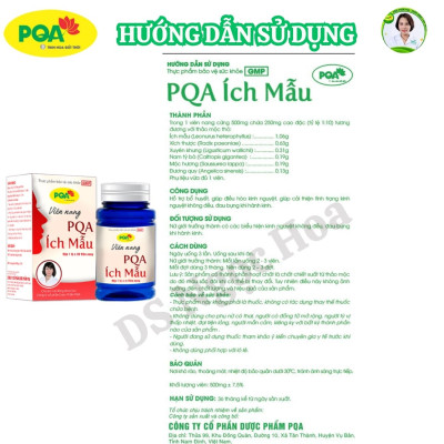 PQA Ích mẫu hỗ trợ người các biểu hiện kinh nguyệt không đều, đau bụng khi hành kinh. Hộp 30 viên