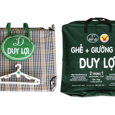 GHẾ - GIƯỜNG XẾP DUY LỢI INOX - CỠ LỚN ( QUÀ TẶNG 10 MÓC ÁO)