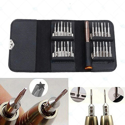 Bộ Tua Vít Sửa Chữa Điện Tử 25 Đầu Kèm Túi Đựng Bằng Da - Hàng Chính Hãng 