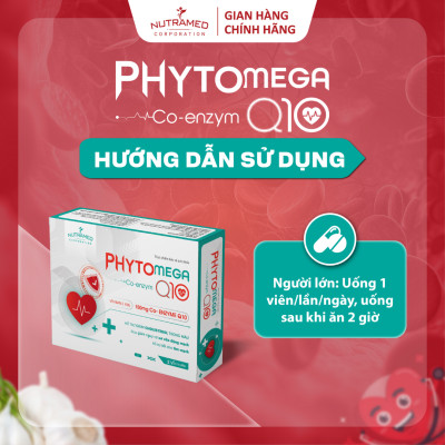 Viên uống Phytomega Co-Enzym Q10 hỗ trợ tim mạch giúp giảm cholesterol và xơ vữa động mạch (30 viên) - Nutramed