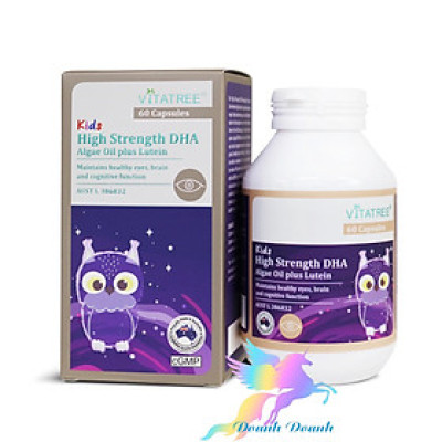 Viên Uống Vitatree Kids Strength DHA Algae Oil plus Lutein, hộp 60 viên, bổ não và mắt cho trẻ, nhập khẩu Úc