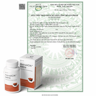 Thực phẩm BVSK OPFE AntrodiCIN extra capsules (60 viên) Hungary (Nấm Ngưu Chương Chi) Made in EU, 100% Thảo dược tự nhiên