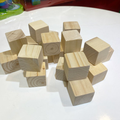 Bộ 20 Khối gỗ lập phương 3cm, khối vuông xếp chồng và làm đồ thủ công DIY, đồ chơi gỗ xây dựng, khối gỗ trơn không màu