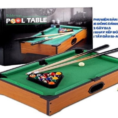 Bàn bida mini cho trẻ em size 51.5x31x9cm bằng gỗ, mặt nhung cực đẹp