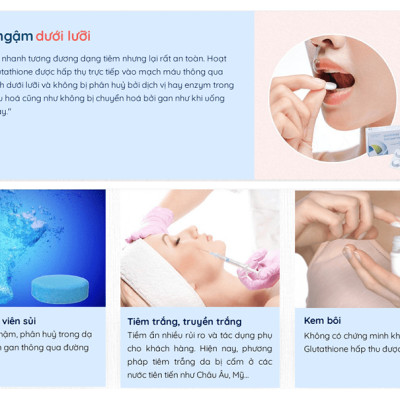 Viên Ngậm Trắng Da Glutathione 100mg Nhập Khẩu Từ Italy