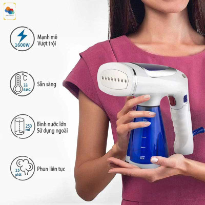 Bàn là hơi nước HiTECH ASB16 phiên bản đa năng 4 in 1, công suất mạnh mẽ 1600W, 3 cấp độ phun đáp ứng đa dạng vải, thiết kế gấp gọn siêu tiện lợi, hàng chính hãng