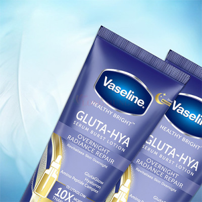 Sữa dưỡng thể Vaseline Gluta-Hya 10X Serum Burst Lotion OverNight Radiance Repair (70ml/330ml) - Hàng chính hãng