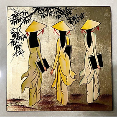 Tranh Sơn Mài – CÔ GÁI ÁO DÀI VIỆT NAM | Size 25 cm | Vẻ Đẹp Truyền Thống – Nghệ Thuật Thủ Công
