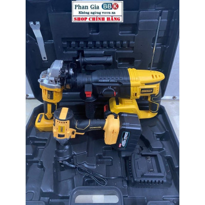 Bộ Combo Gồm Máy Khoan Đục Bê Tông, Máy Mài Và Máy Chuyên Vít Dùng Pin 199V 15 Cell, Máy Siêu Khỏe - Bảo Hành 1 Năm