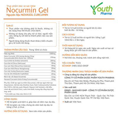 Dung Dịch Nocurmin Gel Youth Pharma Hỗ Trợ Giảm Triệu Chứng Viêm Loét Dạ Dày - Tá Tràng. Hộp 20 Gói (10ml/Gói)