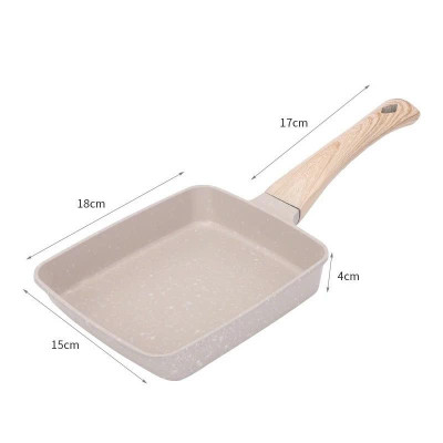 Chảo chữ nhật chống dính cán gỗ 18cm - chảo chiên trứng cuộn phong cách Hàn Quốc