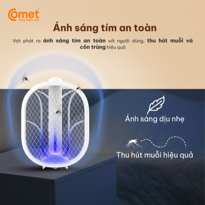 Vợt muỗi điện Comet CP048 Pin Lithium 500mAh sạc 2h dùng 10 ngày BH 12T cổng sạc type C