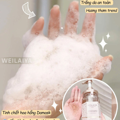 Sữa tắm trắng da chiết xuất cánh hoa hồng Damask Weilaiya Grand Rose Extracts Whitening Shower Gel chai 450ml