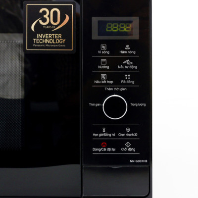 Lò Vi Sóng Inverter Tích Hợp Nướng Panasonic NN-GD37HBYUE - Dung tích 23L, Công suất 1000W, 15 thực đơn tự động, Bảng điền khiển điện tử, Công nghệ Inverter tiết kiệm điện năng - Hàng chính hãng - Bảo Hành Chính Hãng 12 tháng