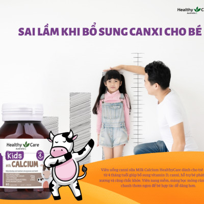 Canxi cho bé Healthy Care Kids Milk Calcium Úc, Hỗ trợ tăng trưởng chiều cao, hệ thống xương, răng, bé ngủ ngon không trằn trọc đêm - OZ Slim Store