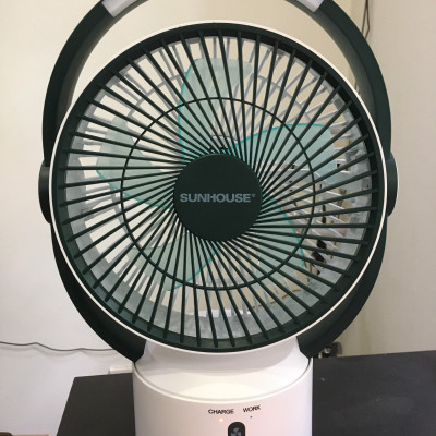 Quạt sạc tích điện SUNHOUSE SH7116, quạt mini để bàn kiêm đèn ngủ, 3 mức gió siêu mát - Hàng chính hãng