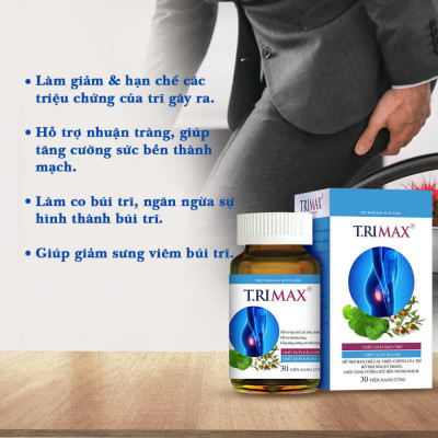 Combo co búi trĩ Trimax (1 viên uống và 1 gel) giảm đau rát săn se búi trĩ ngừa trĩ tái phát