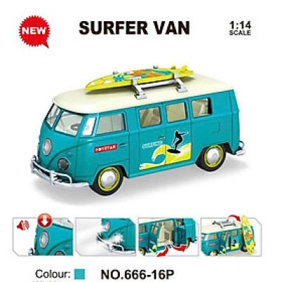 TOYSTAR - 666-16P Mô hình đồ chơi xe tải cổ điển lướt sóng tỉ lệ 1:14 có nhạc và đèn (KT 27x10x12.5cm)