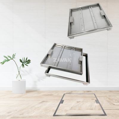 Nắp Bể Ngầm Trong Nhà 45x45cm Inox 304 ZAVAK MHIs-45 Nắp bể nước âm sàn, Nắp hố ga Inox 304